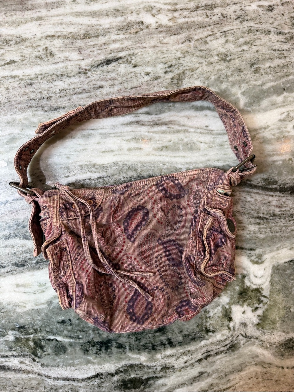 GAP Boho Paisley Pink Crossbody Denim Shoulder Bag